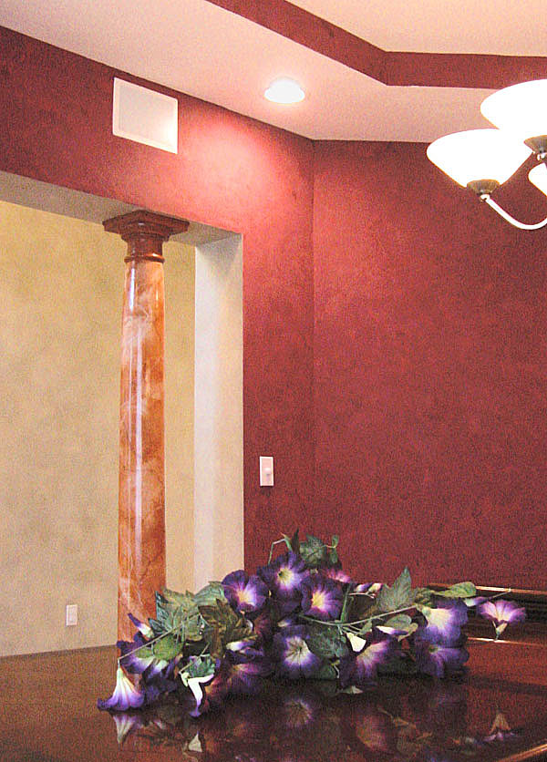 red faux finished wall